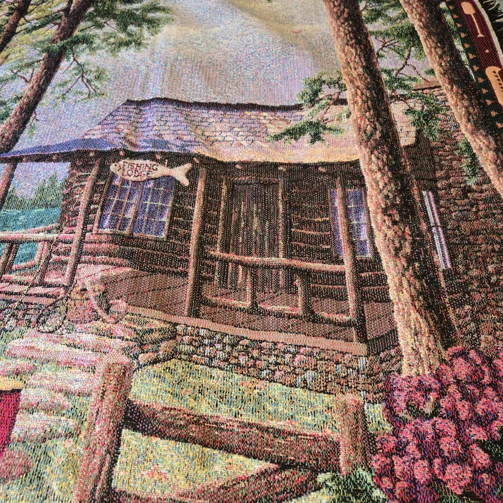 Crown Crafts Fishing Lodge Tapestry